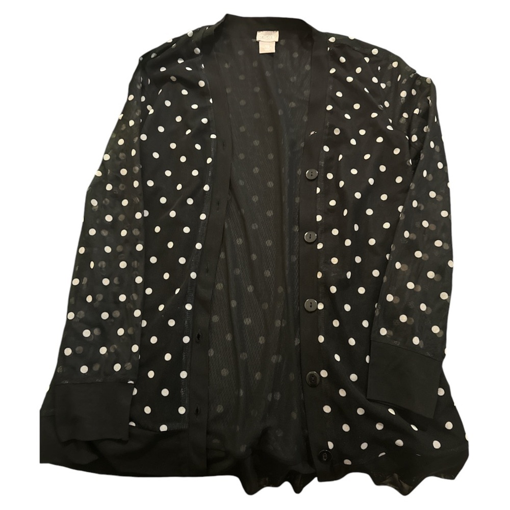 Chico’s polka dot mesh  cardigan - Picture 2 of 3
